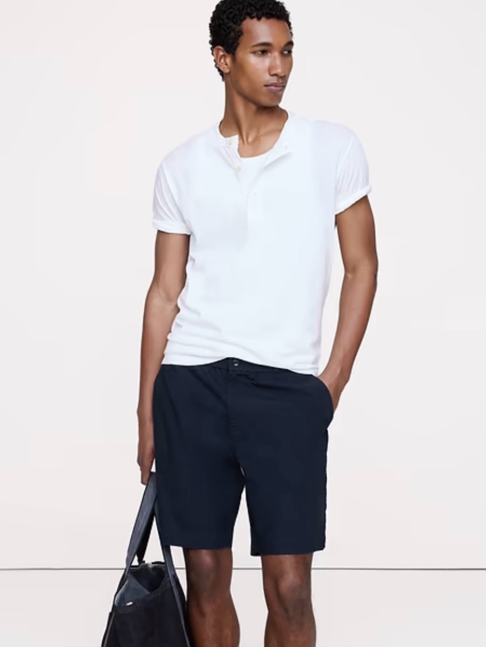 Banana Republic Navy Flat-Front Chino Shorts